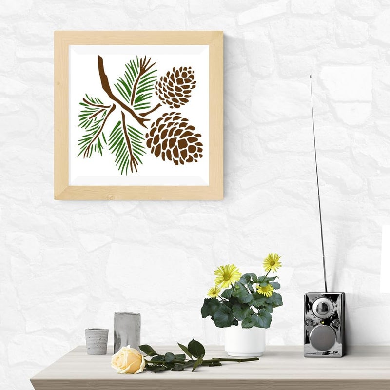 DOODLREAM Pine Cone Stencil for Painting on Wall 11.8 x 11.8 Inch Reusable Plastic Craft Stencil for Painting on Wood Fabric Furniture, DIY Home Decor Stencils - Image 5